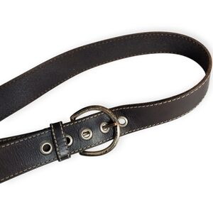 Thick Leather Belt Brown With Topstitching And Distressed Buckle Large 32-36